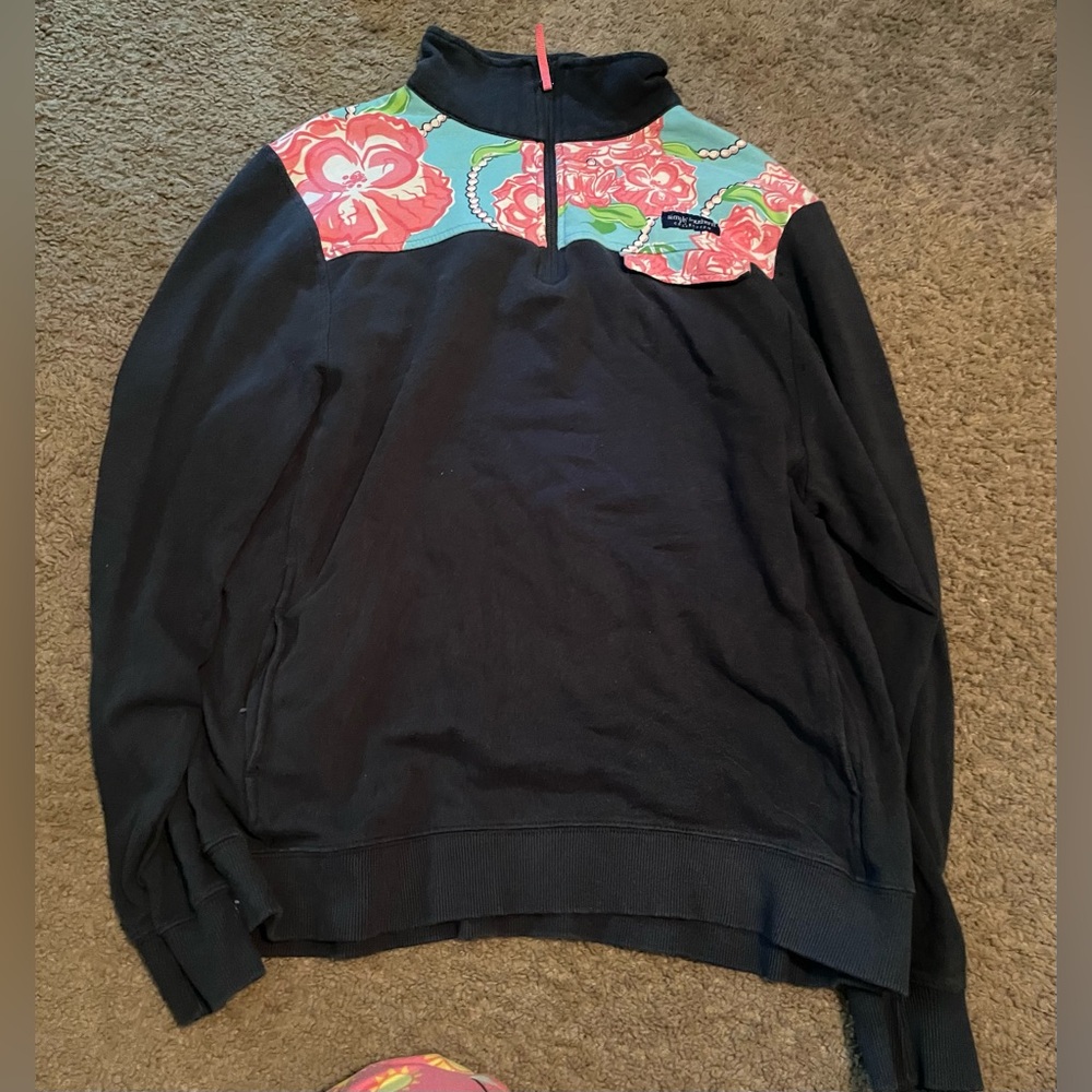 Simply Southern Black Sweatshirt with Floral Design